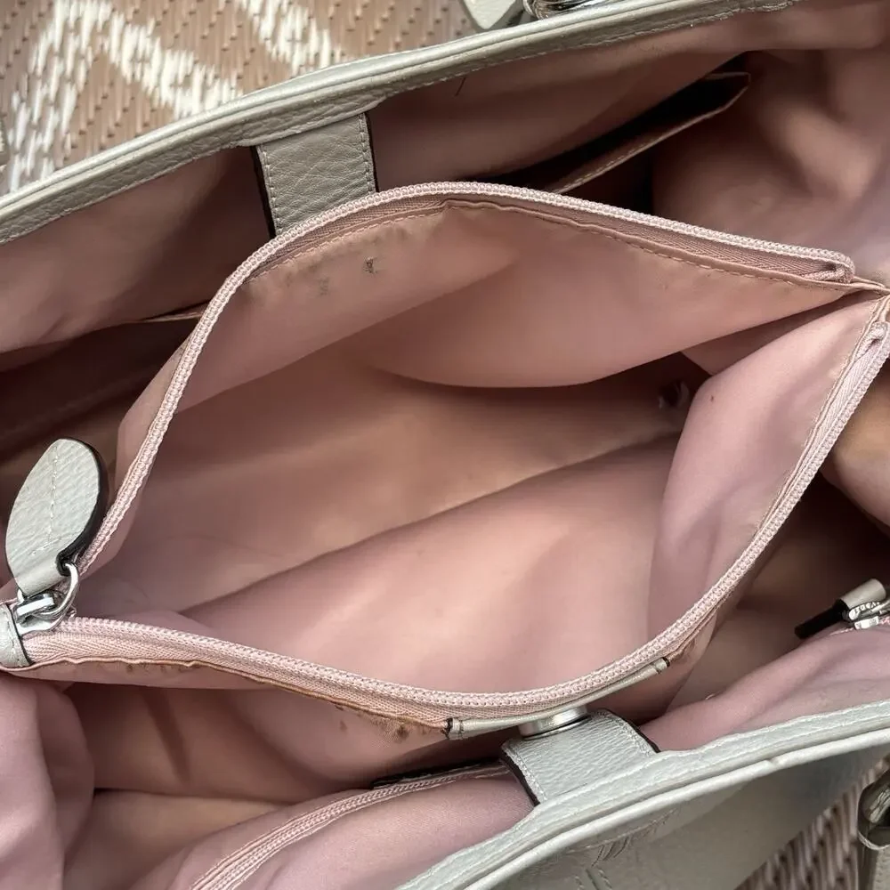 Coach Penelope Gray Soft Pebbled Leather Carryall Satchel Bag Preowned Worn